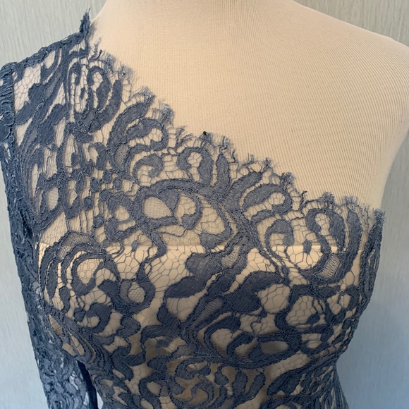 NEW Custom Lace Dress Authentic Valentino Fabric Size 6-8 Slate Blue - Picture 2 of 9